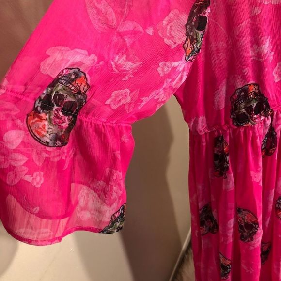 TORRID CHIFFON MAXI DRESS - SKULL PINK NWT - Picture 9 of 14